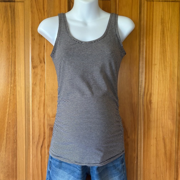 Motherhood Maternity Fitted Striped Tank Top - Picture 1 of 4